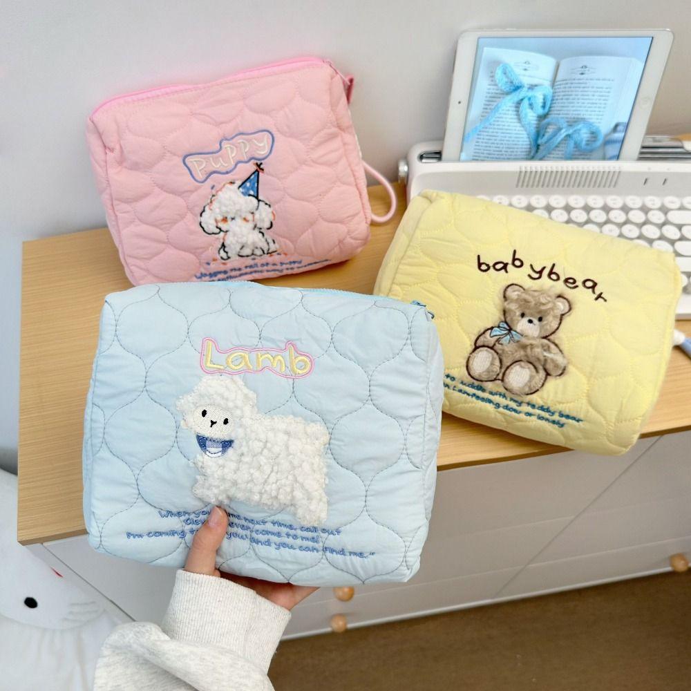 Puppy Cartoon Makeup Bag Multifunctional Toiletry Organizer Wash Bag Embroidery Cosmetic Bag Girls