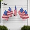 Outdoor Celebration Flags American Flag Stand Set, 5Pcs with Poles And Fan-Shaped Easy Install Kit Bases for Wall Balcony Shop Fronts Decor Patriotic