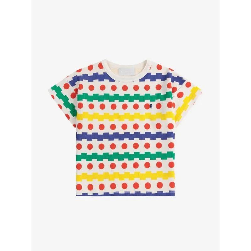 

2025 Лето Новая Детская Футболка Модный Мультяшный Принт Детский Топ С Короткими Рукавами Хлопковые Футболки Для Мальчиков Детская Одежда Для Девочек 160