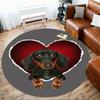 1pc Dachshund Heart Pattern Office Round Rugs, Under Chair Round Rugs for Living Room, Bedroom, Bathroom Decoration Carpet 091864