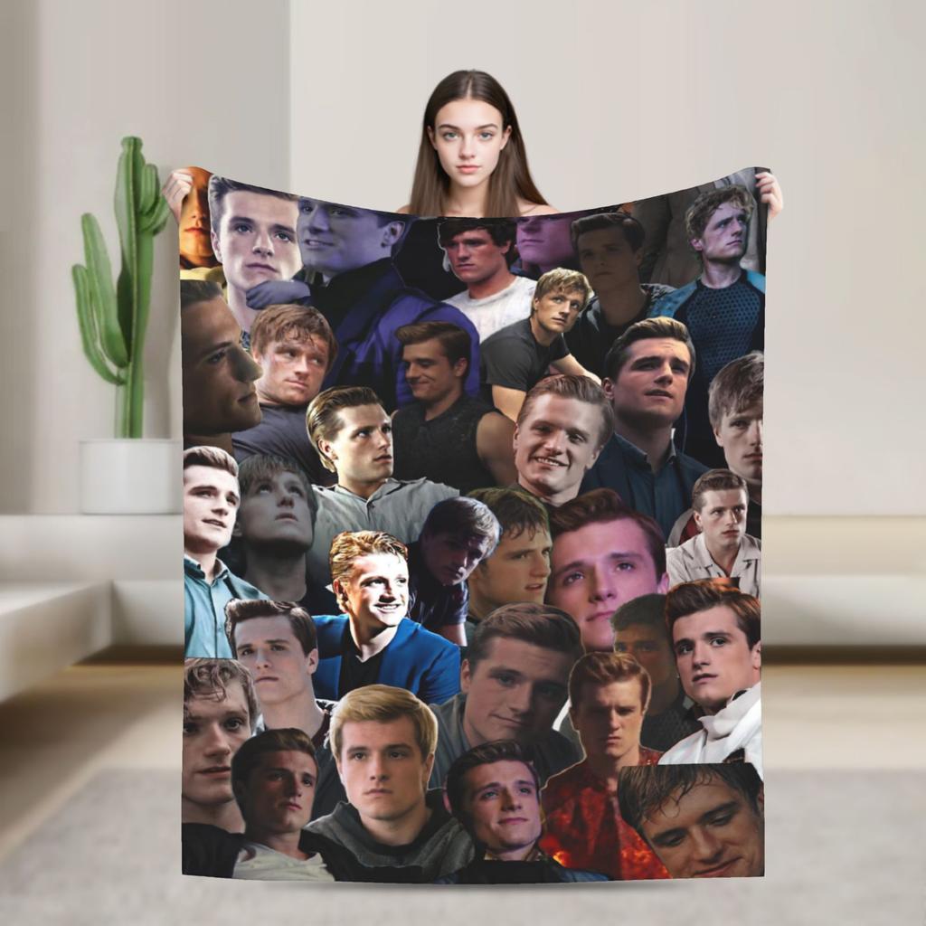 Hunger Games Peeta Mellark Blanket Cover Flannel Josh Hutcherson Lightweight Thin Throw Blanket for Sofa Couch Quilt Portable