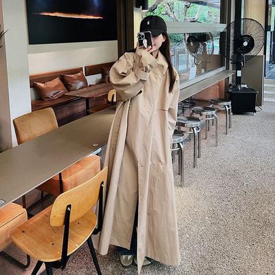Women's Trench Coat, Women's Extra Long Autumn New Style Casual British Style Popular Extra Long Over-the-knee Coat