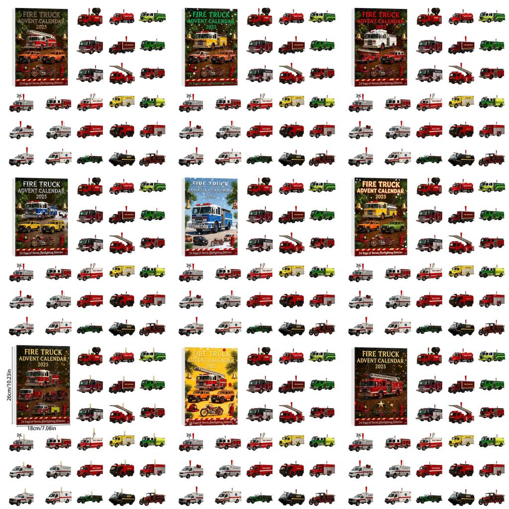 Julräddningsfordon Nedräkningskalender Akryl Julgransprydnad Med 24 Överraskningstillbehör För Julklappsutbyte