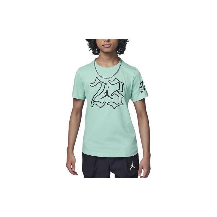 Jordan T-Shirt Letter Number Print Round Neck Short Sleeve Kids tops Emerald-Green HJ1602-377