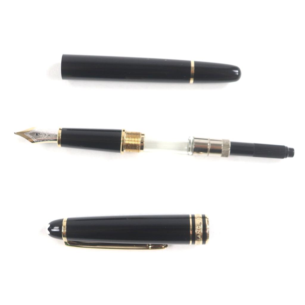 Great MONTBLANC Fountain Pen Meisterstck White Star Black Gold 14K Mens Used