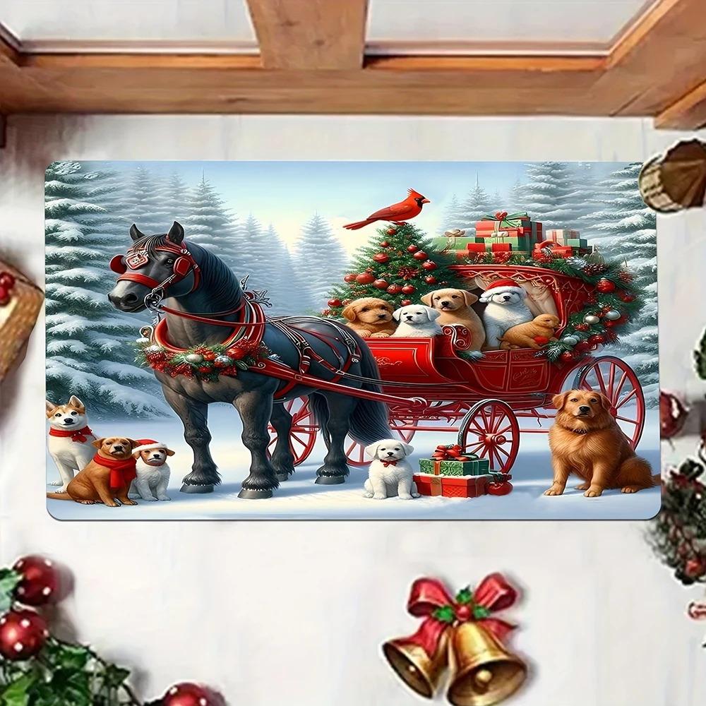 1 Stück Weihnachts-Schneemann-Matte für die Tür, Feiertags-Innen- und Außenbereich, Willkommensmatte für die Hinter- und Vordertür, Winter-Türvorleger.