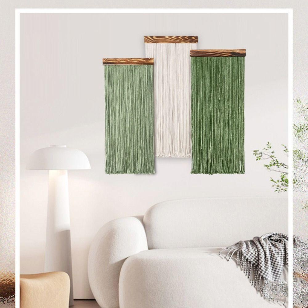 Hand-Woven Curtain Tapestry Wooden Cotton Rope Tapestry Wall Hanging Tapestry  Wedding