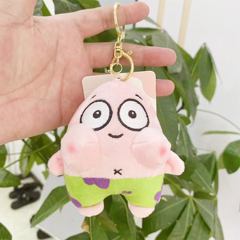 Cartoon Plush Charming Spongebob And Patrick Star Keychain Doll For Kids Room Decor