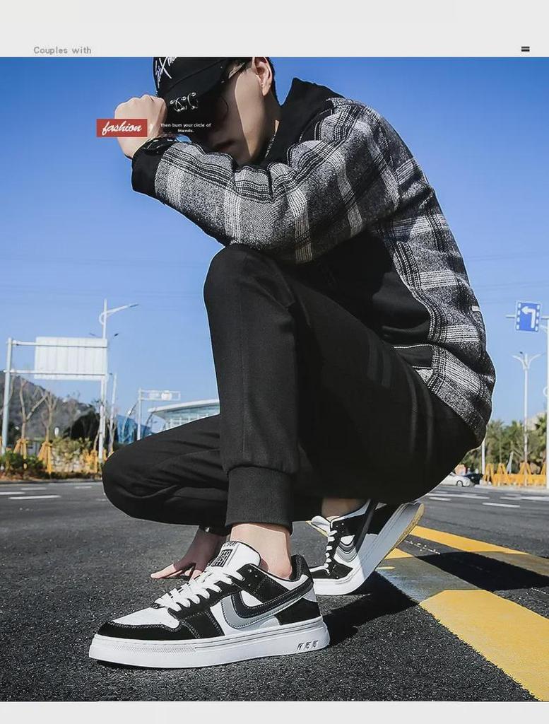 2024 Men's Low-Top White Sneakers: Fashionable, Versatile, and Breathable for Spring/Summer