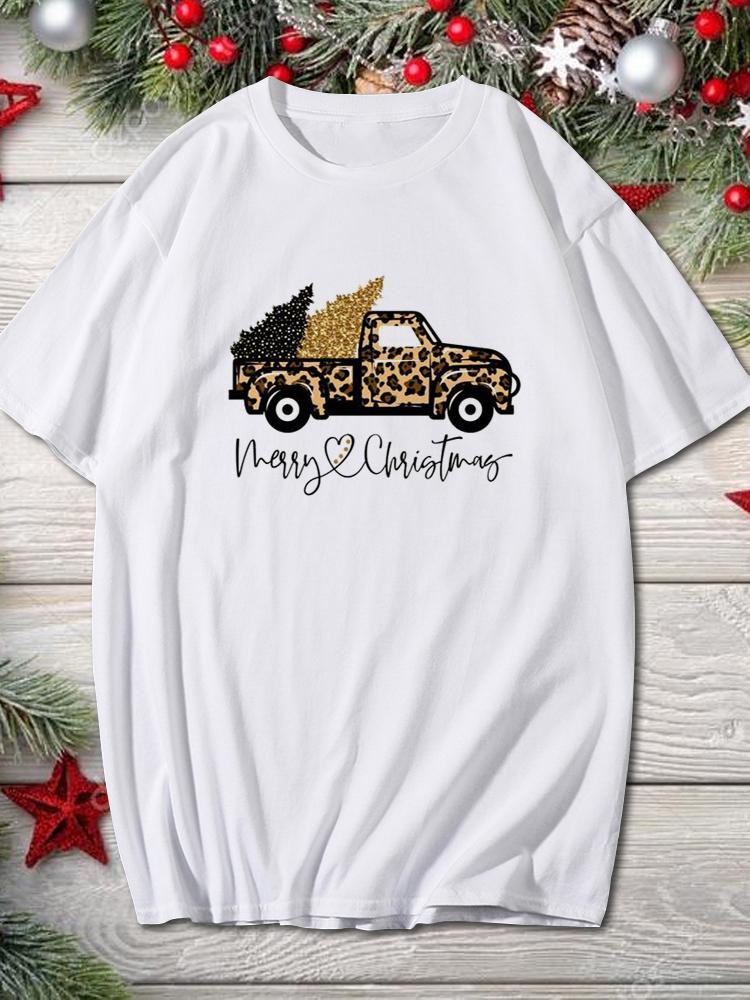 2025 Merry Christmas Women Holiday Fashion T Shirt Trend Graphic T-Shirts Holiday Tshirt New Year O-Neck Cartoon Top Xmas Gifts
