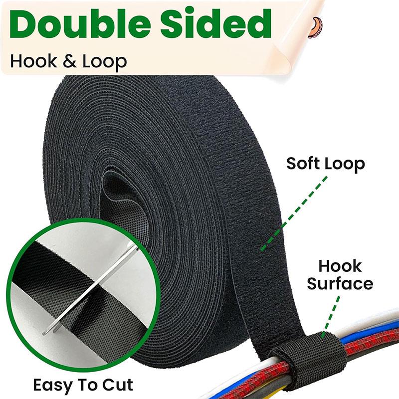 1Meter Reusable Fastening Tape Cable Ties Wrap Double Sided Hook-and-Loop Cable Straps Management Tape Home Office Organizer