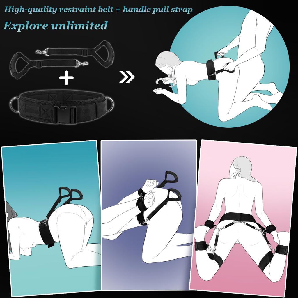 Adjustable Handcuffs Ankle Thigh Cuffs Gag Blindfold 9 Pcs Set Restraint Kits Sex Bondage BDSM Women Adult Sex Toys for Couples