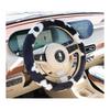 Winter Fleece Steering Wheel Cover Car - Soft Plush Black White Floral Design Universal Fit 38cm Diameter
