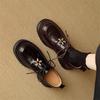 Fashion New Spring Autumn Genuine Leather Women Pumps Shoes for Women Fashion Round Toe Lace Loafers Shoes Zaptos Mujer Deep Mouth Shoes