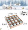6cm Electroplated Pink Christmas Ball Ornaments - 16 Piece Set with Snowflakes