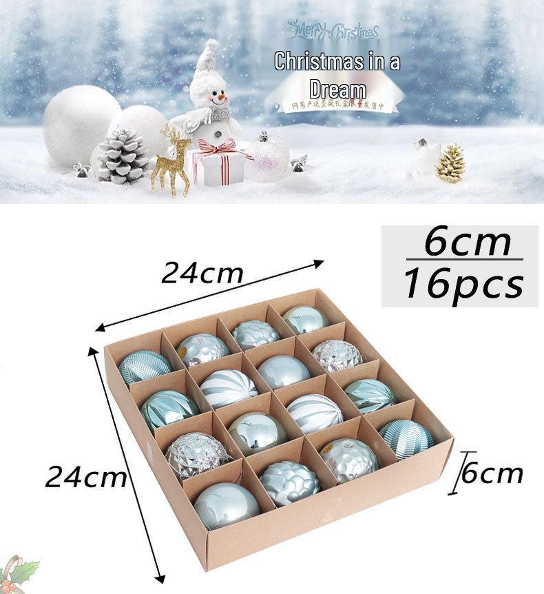 6cm Electroplated Pink Christmas Ball Ornaments - 16 Piece Set with Snowflakes