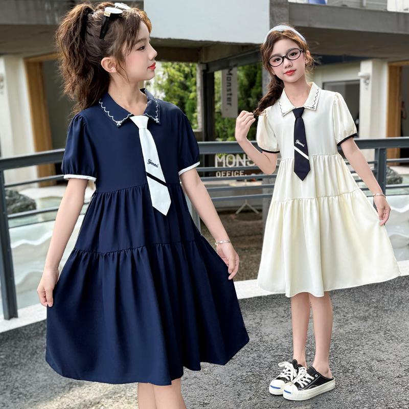 Girls' Summer Dress 2026 New Style Girls' Stylish Short Sleeve College Style POLO Skirt