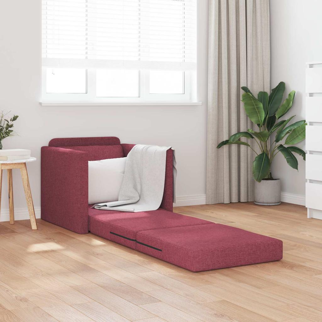 Wine Red Sleeper Sofa 74 X 77 X 81 Cm Fabric