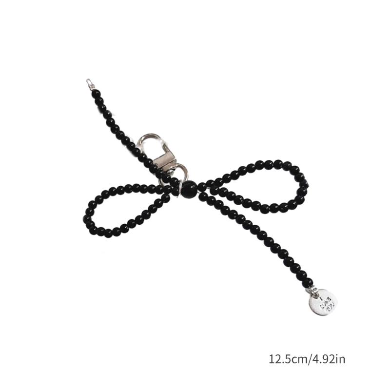 Fashion Pearl Beaded Bowknot Keychain Pendant Sweet Cool Decorations Keyring Charm for Purse Bag Backpack Handbag