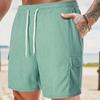 Summer Solid Color Lace Up Sports Five Quarter Shorts Men's Multi Pocket Shorts Casual Pants