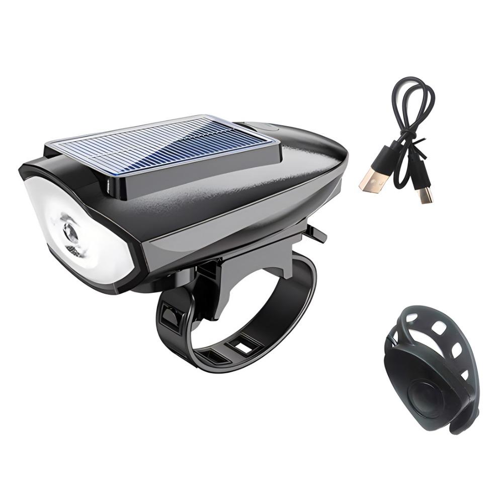 

Waterproof Bicycle Headlight 3 Modes Night Riding Lamp Solar Bicycle Light for Cycling Safety чёрный