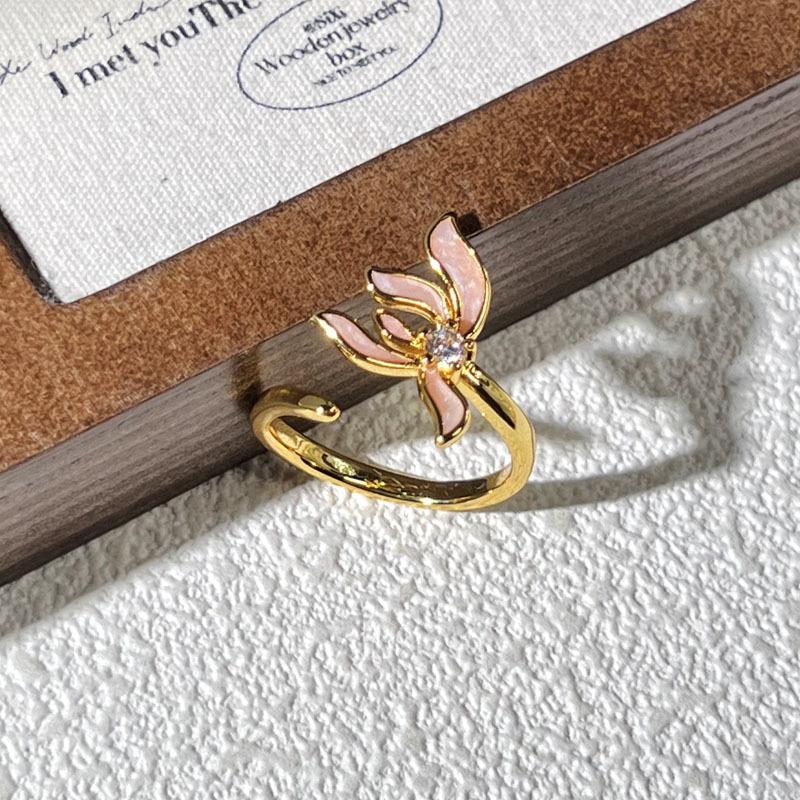 Retro Flower Planet Colored Diamond National Style New Chinese Magpie Temperament Open Ring Exquisite High-end Niche Ring
