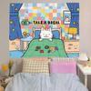 Cute Fireworks Tapestry Wall Hanging Wishing Girl and Black Cat Colorful Party Aesthetic Wall Art Bedroom Dorm Decor