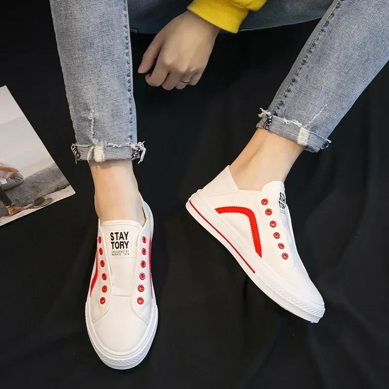Summer Canvas Shoes for Men Slip-on Male Loafers Comfortable Breathable Male Vulcanized Shoes 2025 Men Canvas Shoes Scarpe Uomo