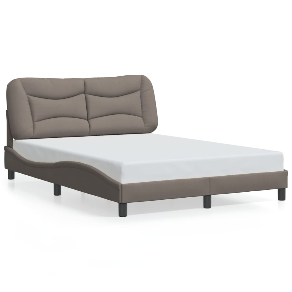 Bed Frame with LED Lights without Mattress  Hvar  Taupe 120x200 cm Fabric