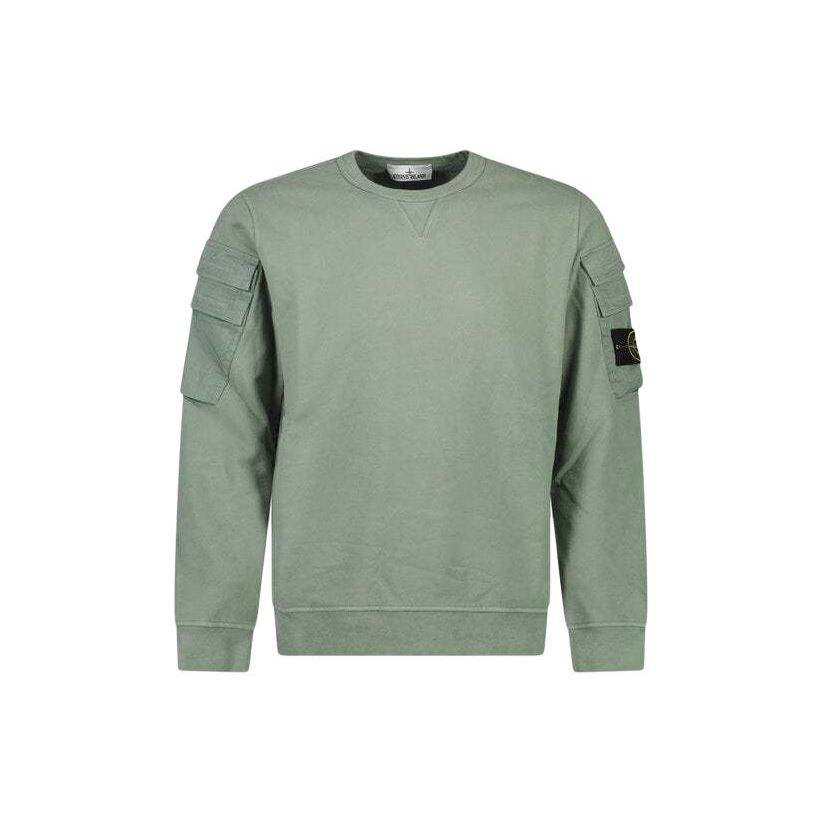 

Stone Island Sleeve Pockets Crewneck Sage Men Tops Green 791560577-V0055 S
