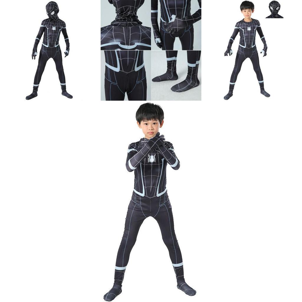 Stunning Black Spider-man Homecoming Cosplay Costume With Breathable Material For Kids And Adults