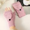 Autumn and winter gloves women's velvet thickened warm half-finger flip gloves fashion woolen gloves