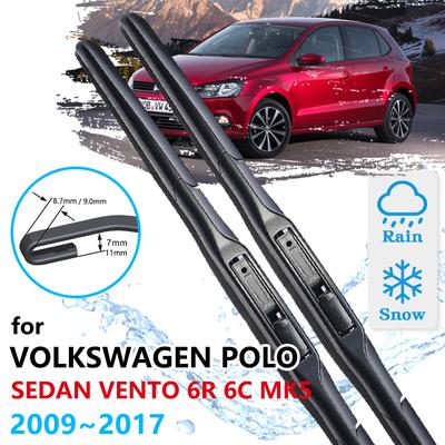 Car Front Wiper Blades For Volkswagen VW POLO Sedan Vento 6R 6C 2009~2017 MK5 Windshield Windscreen Brushes Car Accessories