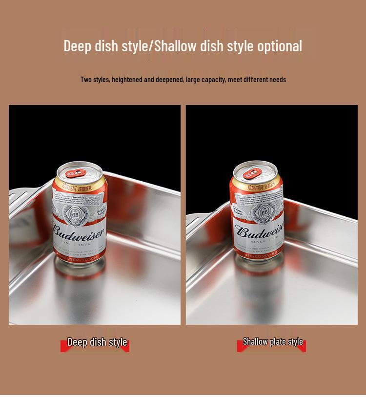 Rostfritt Stål Dubbelörad Djup Rektangulär Bak- och Grillplåt för Fisk och Skaldjur