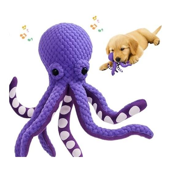 Dog Toy Octopus Toy 32cm Large Dog Toy Makes Sound Octopus Plush Toy for Dogs Purple Chewing Play Toy Suitable for Large Dogs, Medium Dogs, Small