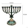 6.5 Inch High Enamel Menorah Painted In Enamels Jewish Bejeweled European Style Retro Candlesticks
