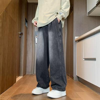Jeans Men's Spring and Autumn Trend Loose Straight-leg Pants Fashion Simple Wide-leg Pants