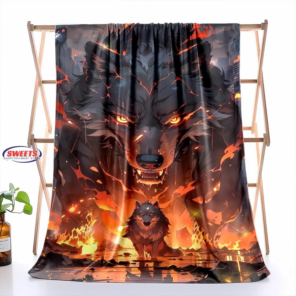 Fine Workmanship Wolf Blanket,Comfortable and Breathable, Machine Washable Blanket,Home Office Nap Blanket for Four Seasons Gift