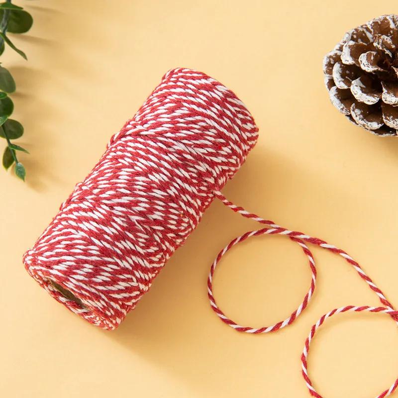 100 Meter/Roll Two Colors Cotton Baker Twine Rope Cord DIY Gift Crafts Wrap Christmas Wedding Decoration Gift Packaging String