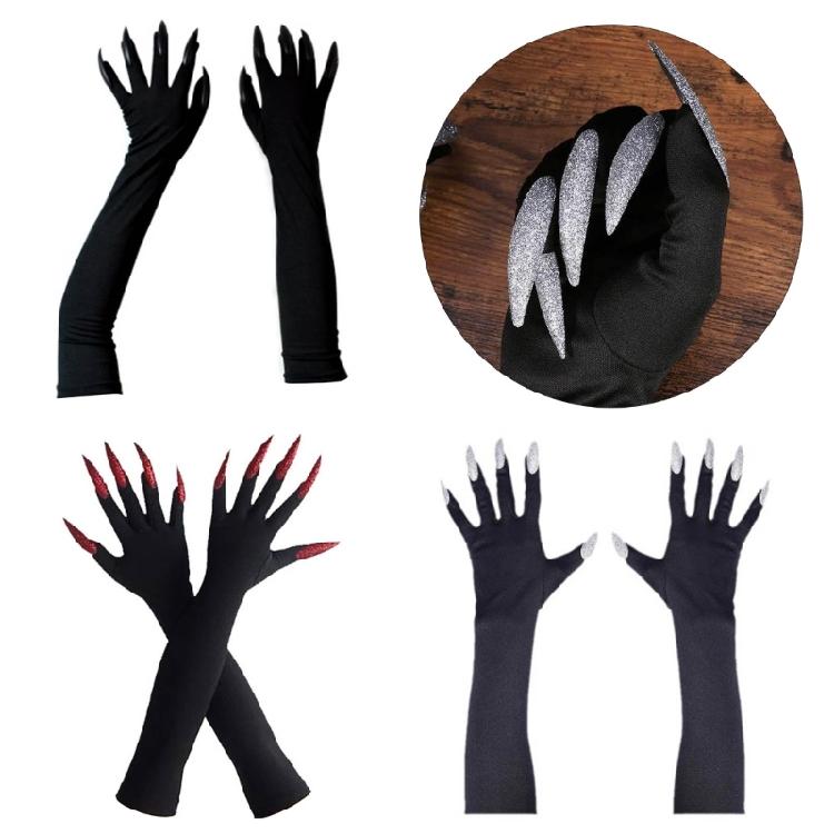 1pair Funny Cosplay Paws Gloves Novelty Halloween Mittens Monsters Pattern  for Halloween Festivities