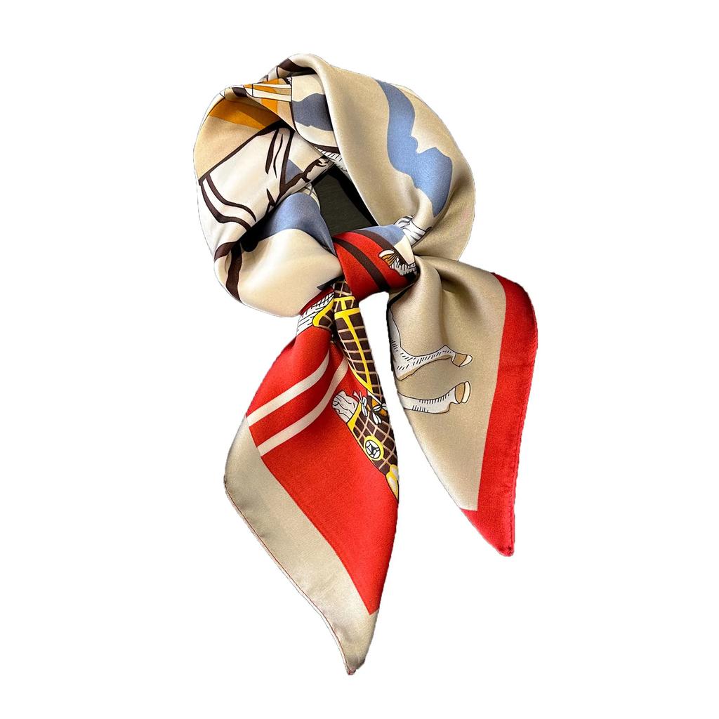 Luxury Design 70*70cm Horse Print Silk Square Scarf Women Soft Satin Hairband Neckerchief Office Hijab Headband Foulard Gift