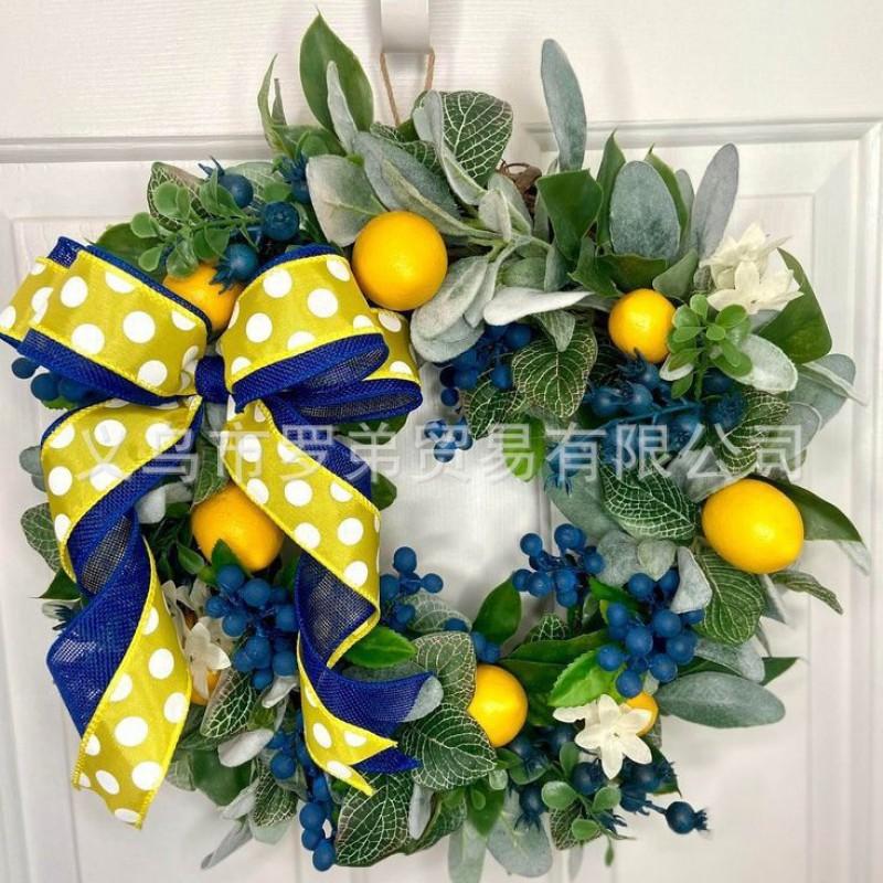 Artificial Lemon Peony Wreath Wall Hanging Decor Door Home Festival Party Decoration