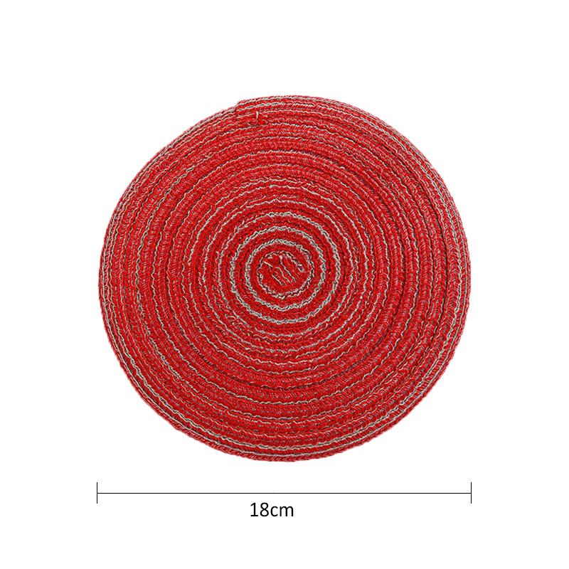 1pcs Woven Round Placemat Table Mat Pad Heat Resistant Bowls Coffee Cups Coaster Tableware Mat Home Decoration Kitchen Tool
