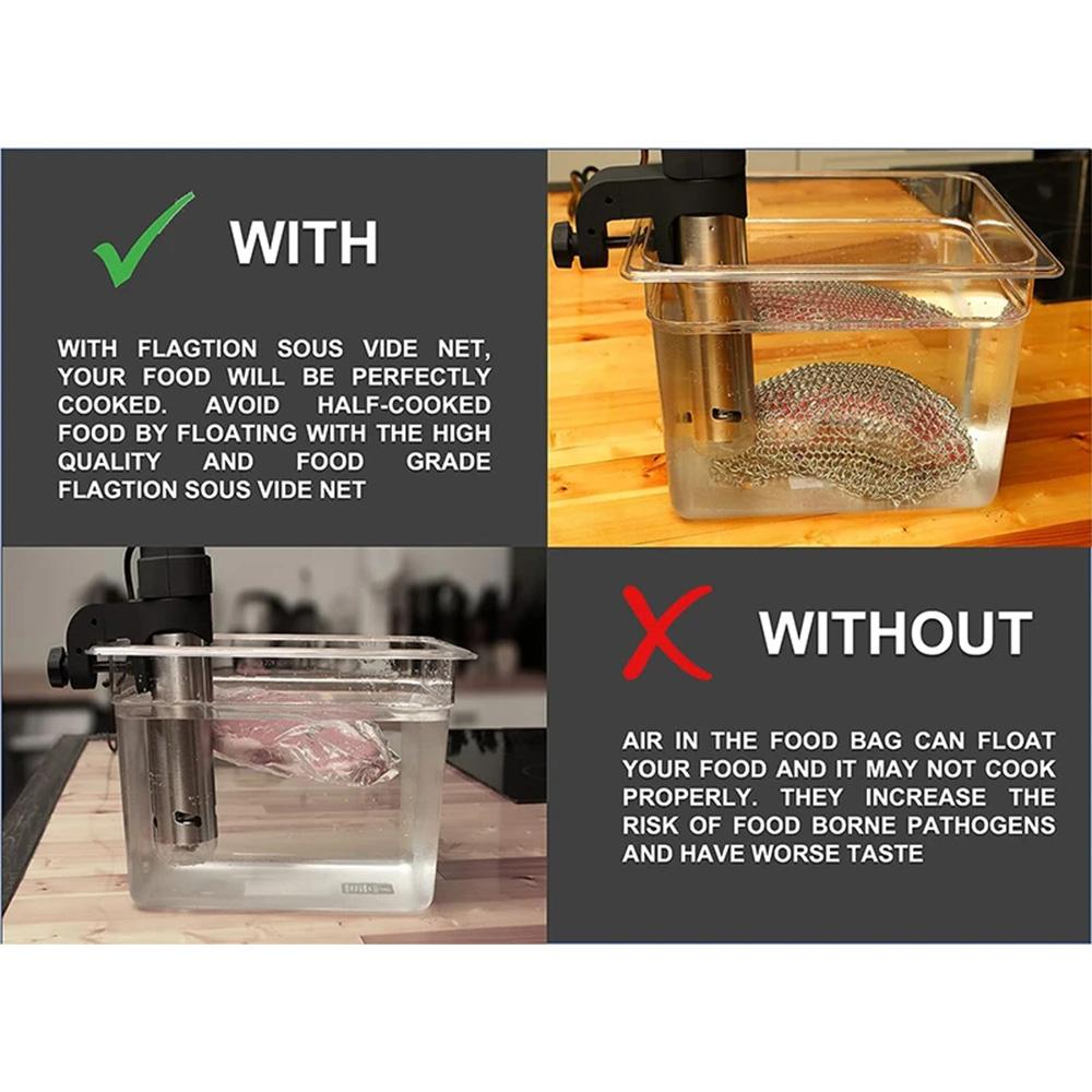 Food Grade Stainless Steel Sous Vide Mesh Bag Sink Weight Keep Food Immersed Reusable Cooking Accessory