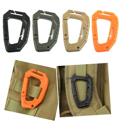 2Pcs D Shape Plastic Snap Clip Tactically Carabiner Outdoor Hanging Keychain Hook Backpack Hanging Buckle for Travelling