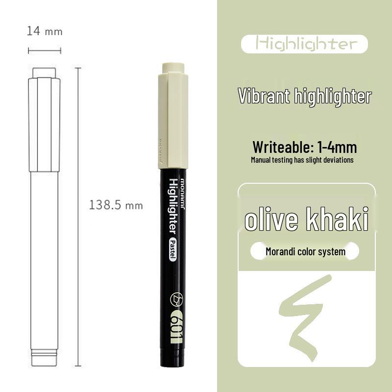 Monami 601 Korean Fluorescent Marker Pens, 12 Colors, Large Capacity, Creative Design (06021)