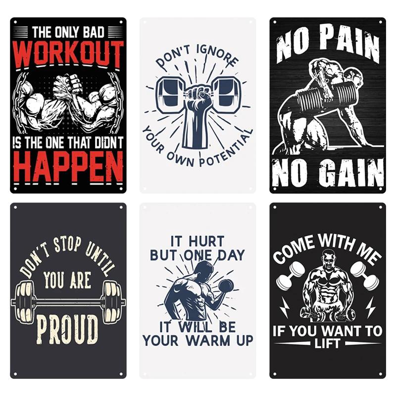 Γυμναστήριο Ρετρό Μεταλλική Πινακίδα Φυσικής Κατάστασης Αστεία Vintage Σιδερένια Αφίσα Άσκηση Κίνητρο Αποφθέγματα Διακόσμηση Σπιτιού Μπαρ Παμπ Γκαράζ Ανδρικό Καταφύγιο Δώρα