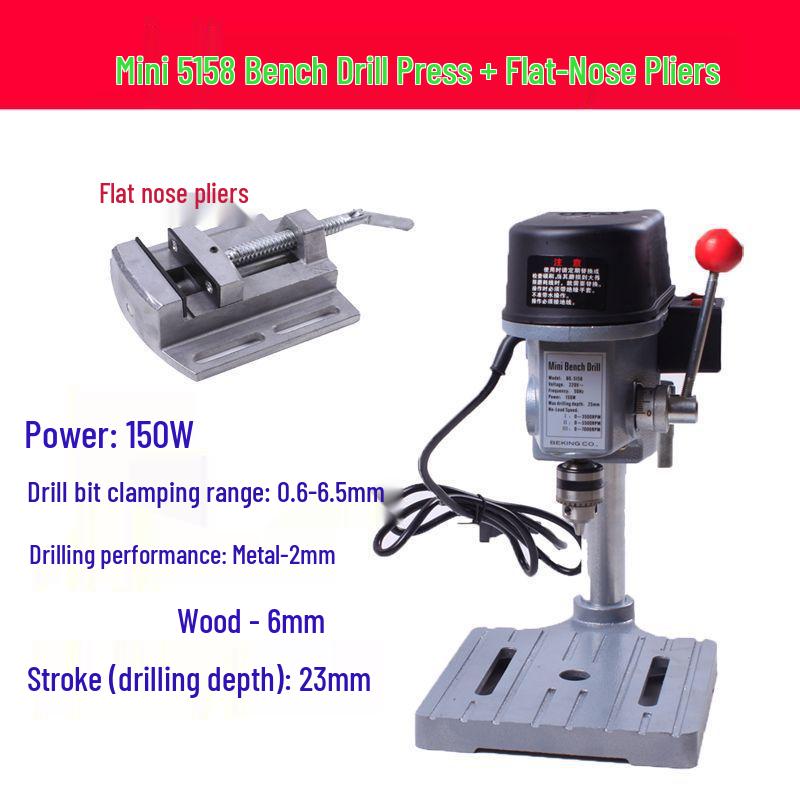 Compact Multi-Functional Precision Bench Drill for Woodworking and Crafts