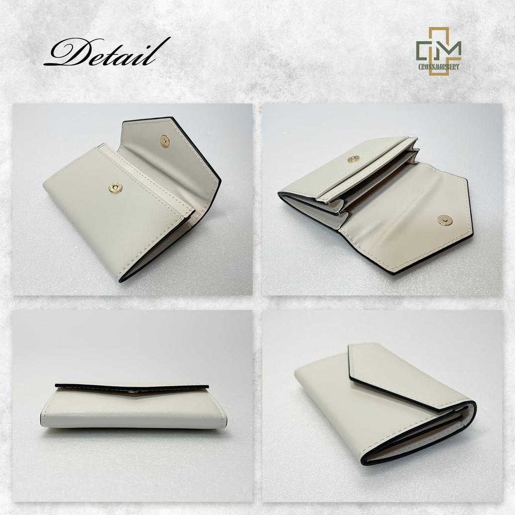 Crossmarberry Visitenkartenetui für Damen, Brief-Form, mit Fächern, Schwarz, Magnetverschluss, Schlichtes Design, Leicht, Synthetikleder, Unifarben