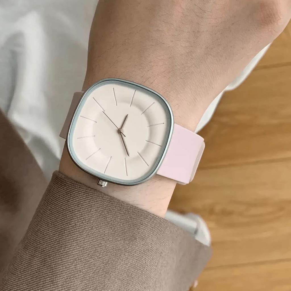 Women's Watches Square Candy Minimalist Fashion Silicone Strap Large Dial Waterproof Quartz Ladies Watch Gift